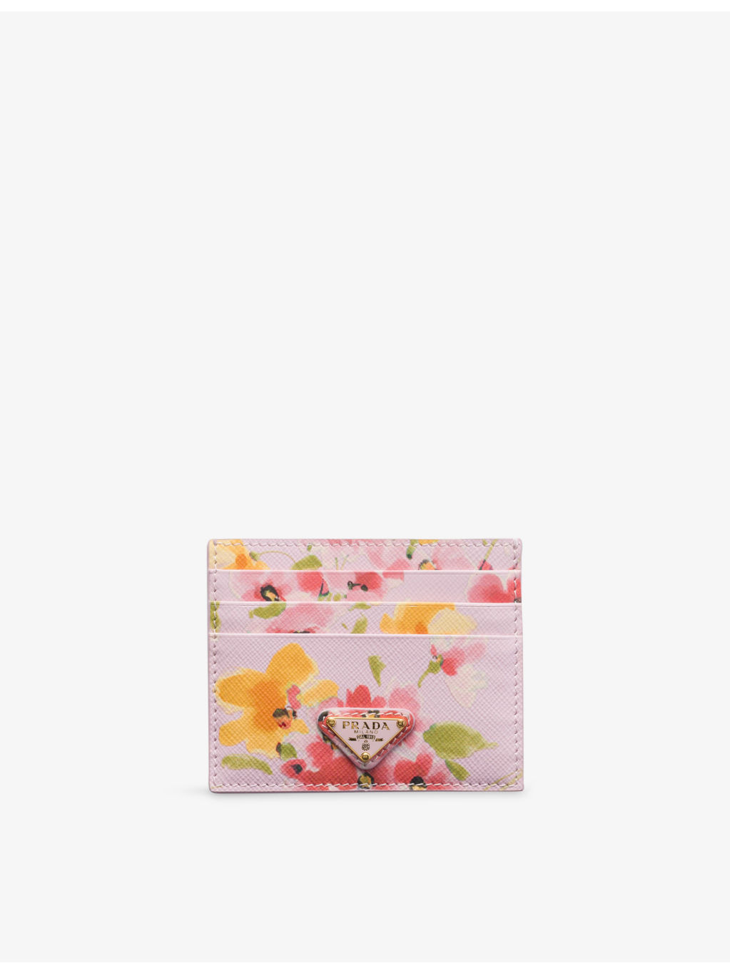 Floral Print Saffiano Leather Card Holder - 1