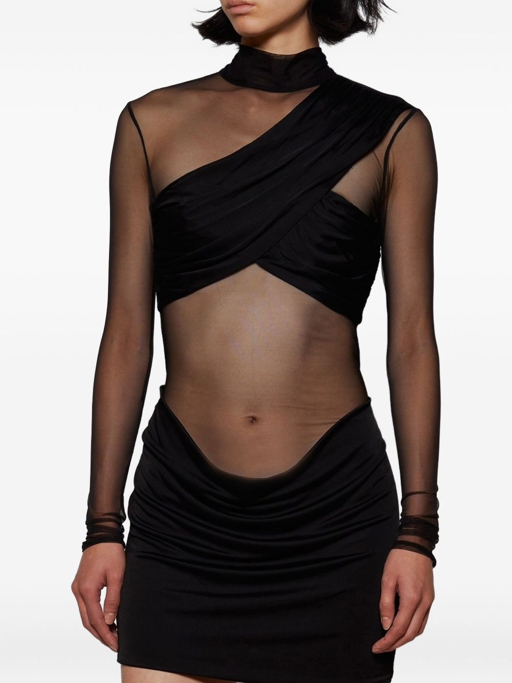 open-back mesh mini dress - 3