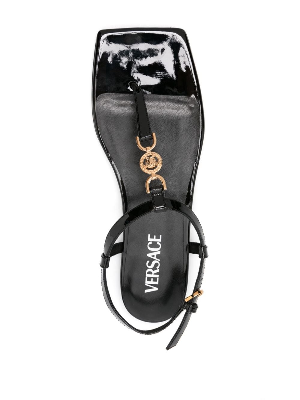 Medusa-plaque patent-leather sandals - 4