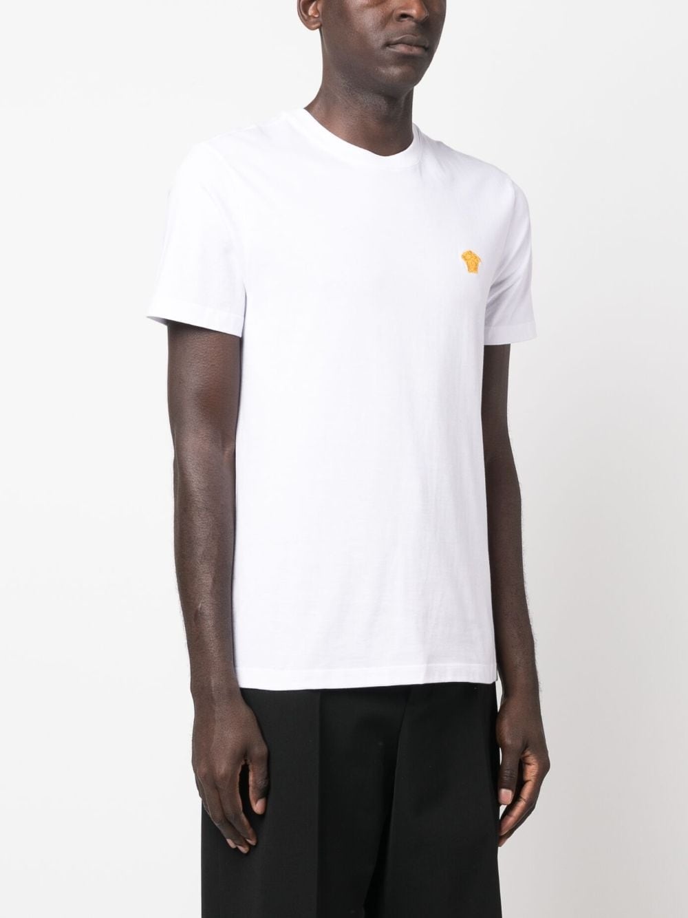 Medusa-embroidered cotton T-shirt - 3