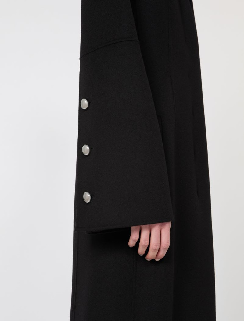 Slim-fit long wool coat - black 5