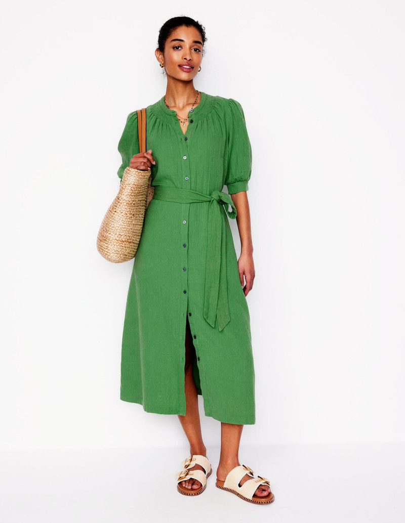 Ada Double Cloth Midi Dress-Paradise Green 5