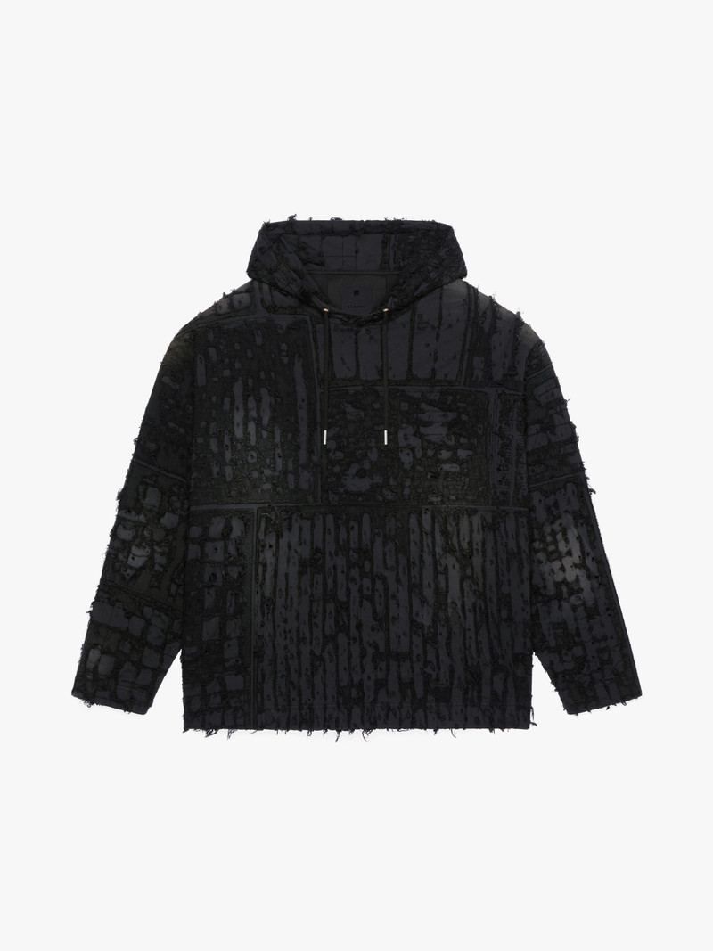 OVERSIZED HOODIE IN BORO EFFECT DESTROYED FELPA - 1