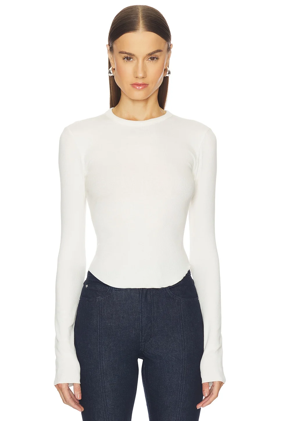 Scoop Hem Long Sleeve Tee - 1