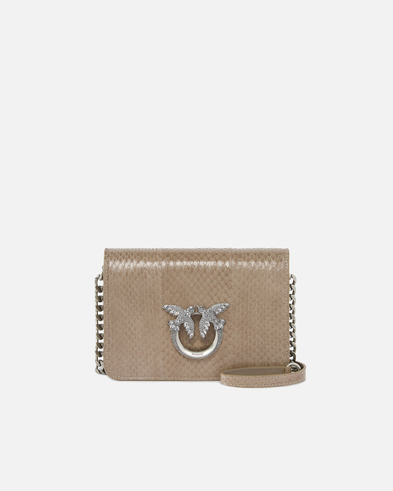 PINKO GALLERIA MINI LOVE BAG CROSSBODY BAG IN SHINY REPTILE SKIN 1