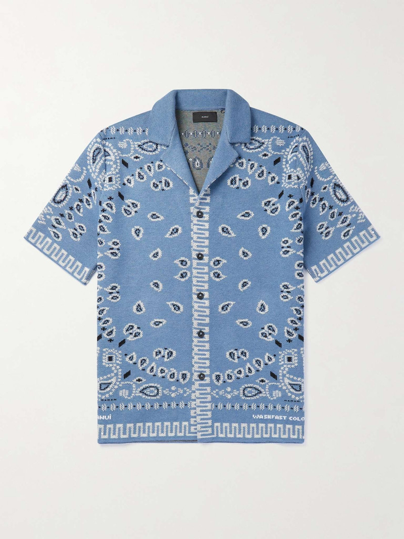 Camp-Collar Bandana-Jacquard Cotton-Piqué Shirt 1