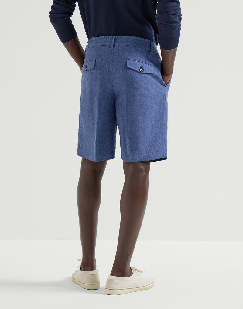 Lightweight délavé linen Bermuda shorts with elasticated waistband 3