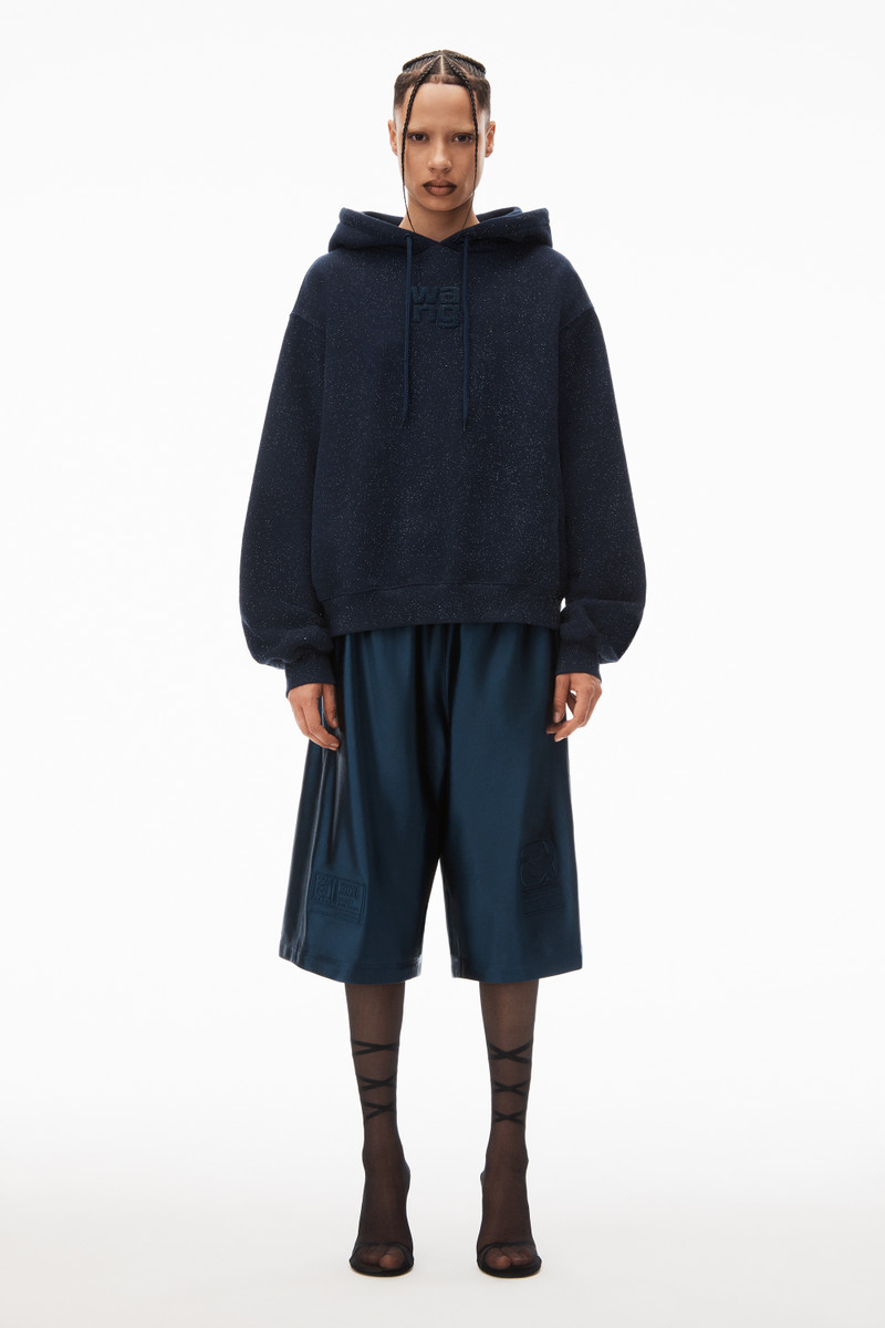 Alexander Wang puff logo hoodie in glitter terry outlook