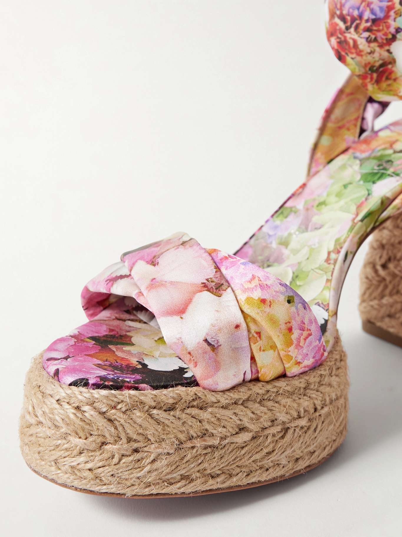 Mariza du Desert 95 floral-print satin espadrille platform sandals - 4
