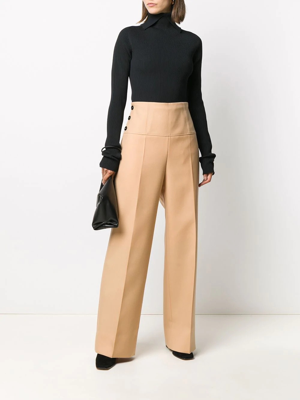 side button straight leg trousers - 2