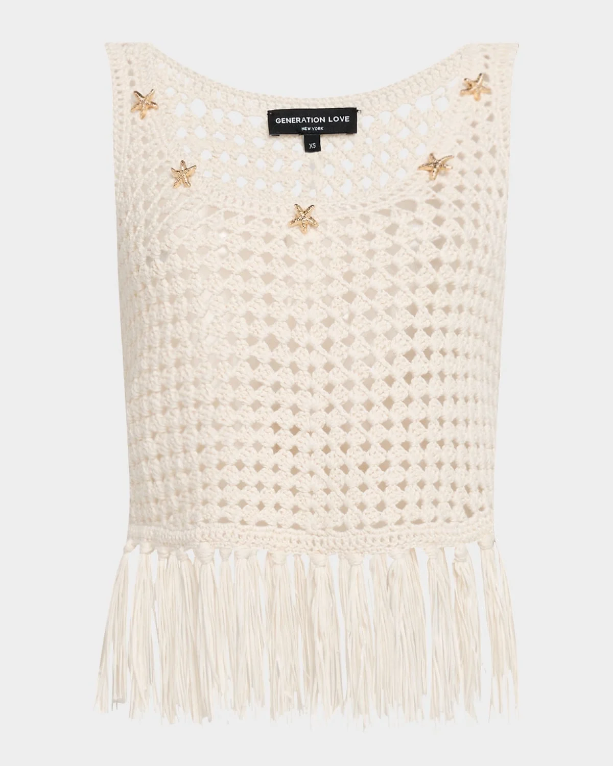 Ginger Embellished Crochet Fringe Tank Top - 1