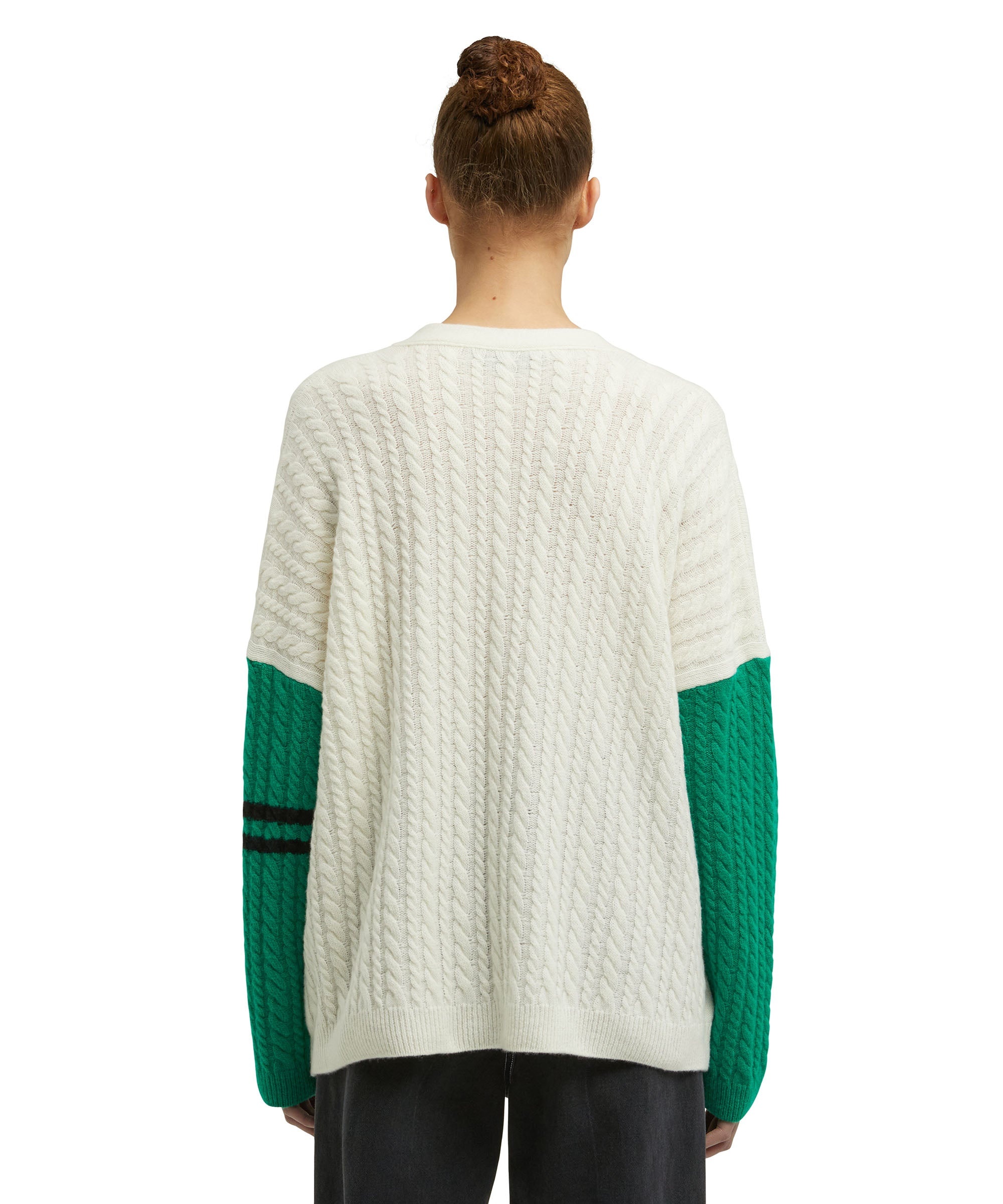 "Cable color-block Cashmere blend" V-neck cardigan - 4
