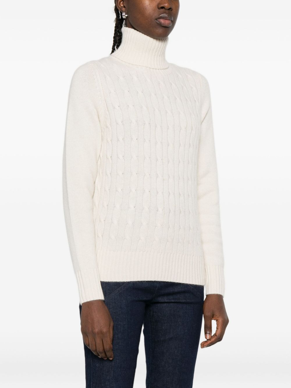 cable-knit turtleneck sweater - 3
