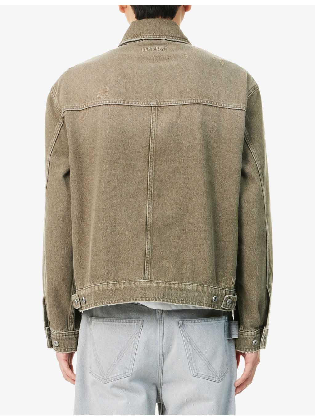 Distressed Collared Denim Jacket - 4