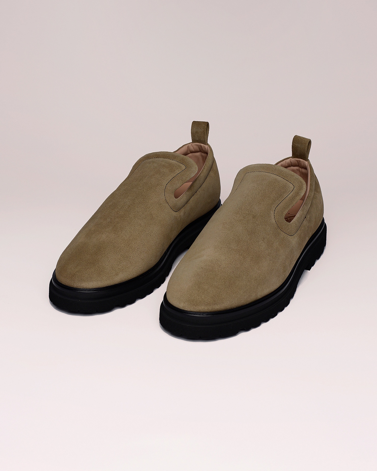 SEAN - Padded suede loafers - Sand - 1
