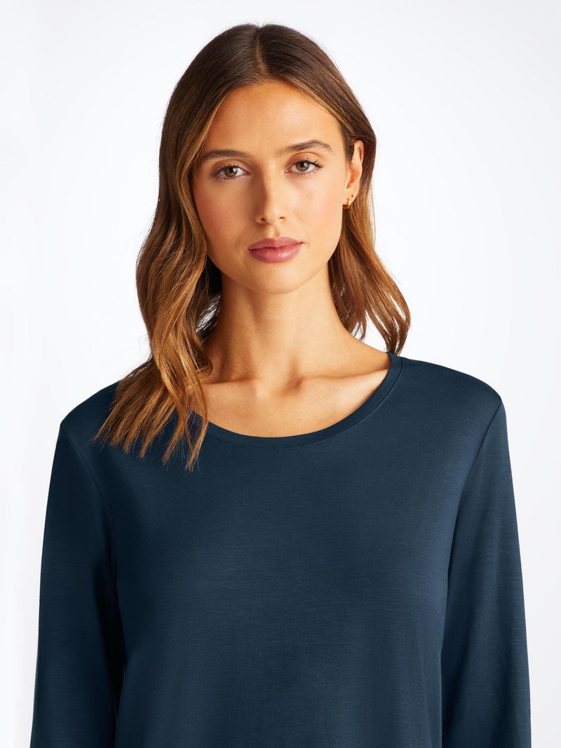 Women's Long Sleeve T-Shirt Lara Micro Modal Stretch Navy - 6