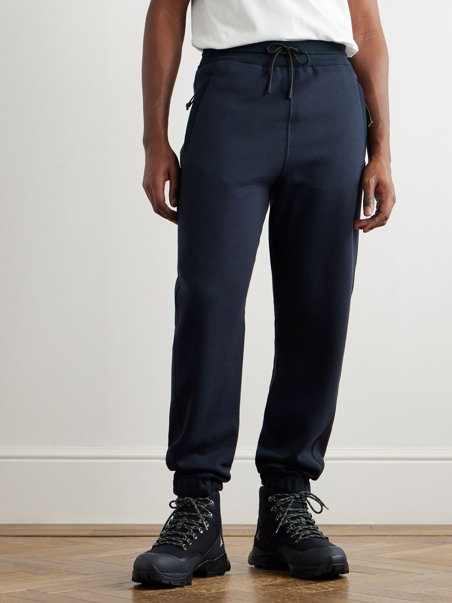 Vogel Tapered Cotton and Cashmere-Blend Jersey Sweatpants Navy - 3