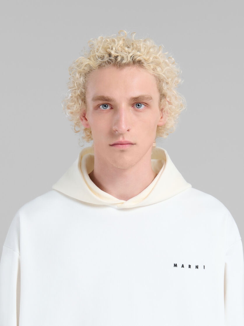 WHITE HOODIE WITH HEARTS PRINT - 4