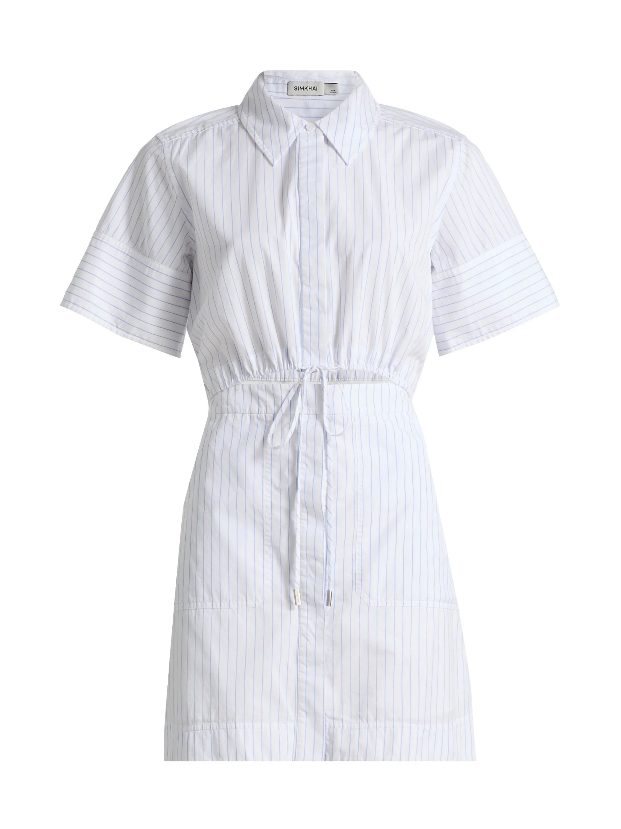 Women's Marcy Striped Cotton Mini-Shirtdress - White Stripe - 1