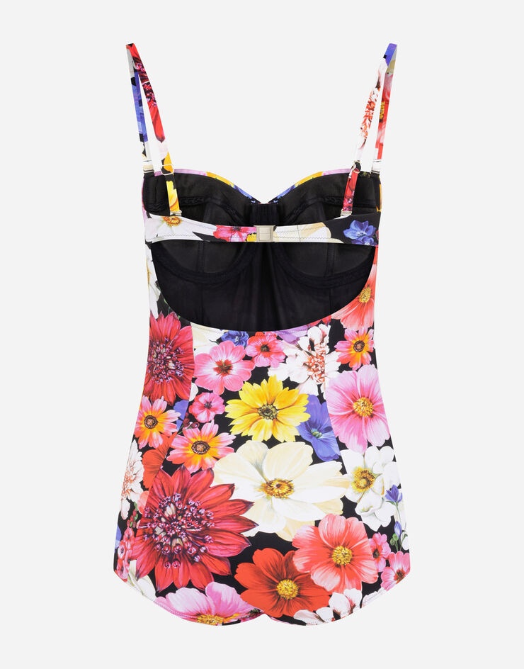 Garden-print one-piece balconette swimsuit - 3