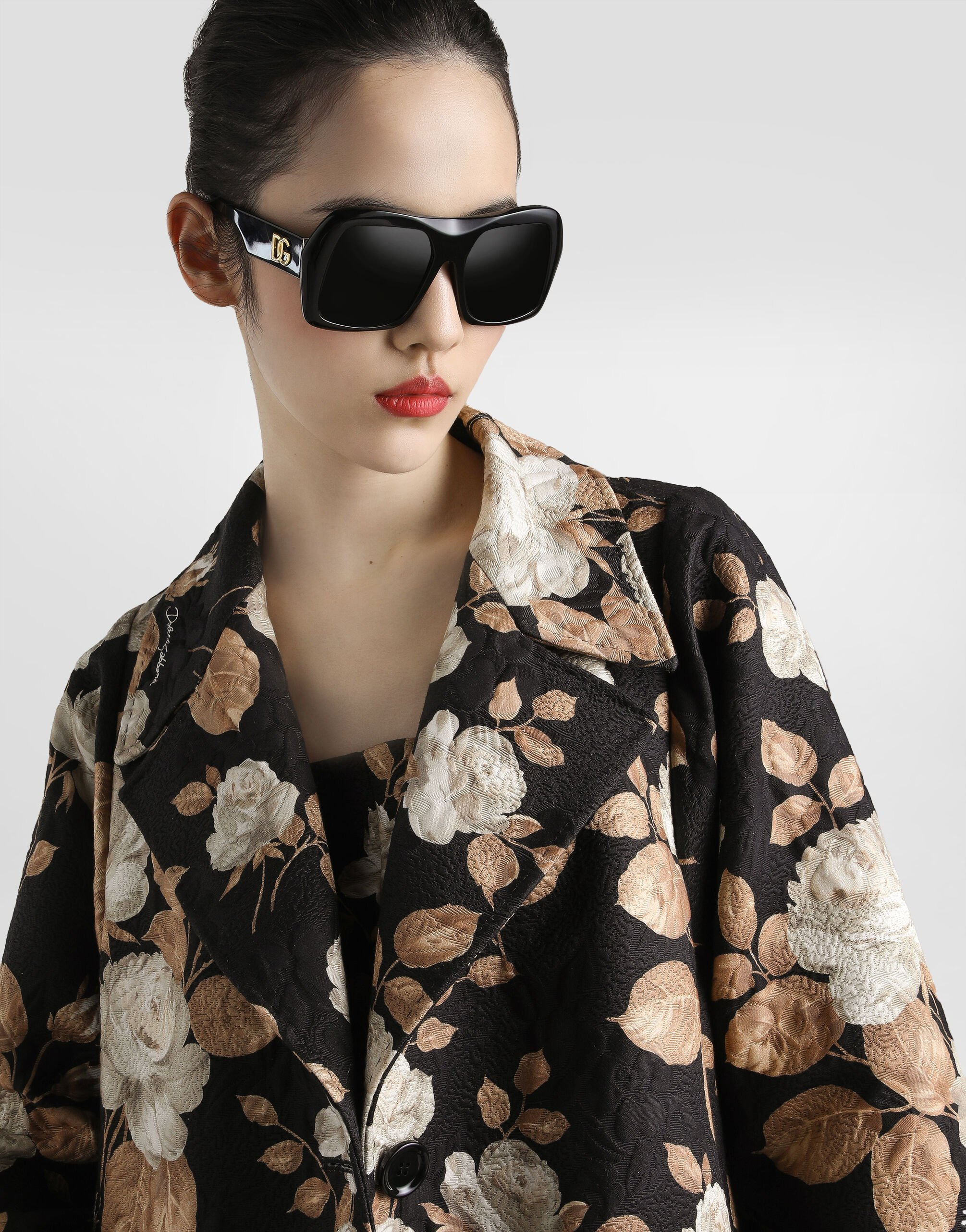 Vintage rose-print single-breasted coat - 4