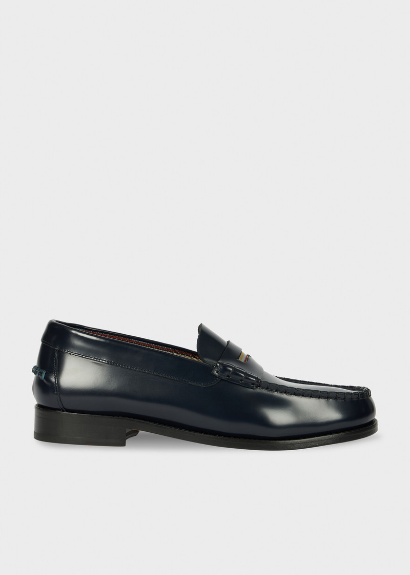 Dark Navy Leather 'Lido' Loafers 1