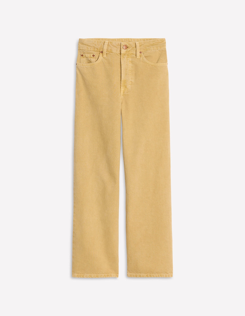 High Rise Straight Crop Jeans-Buttermilk Yellow 1