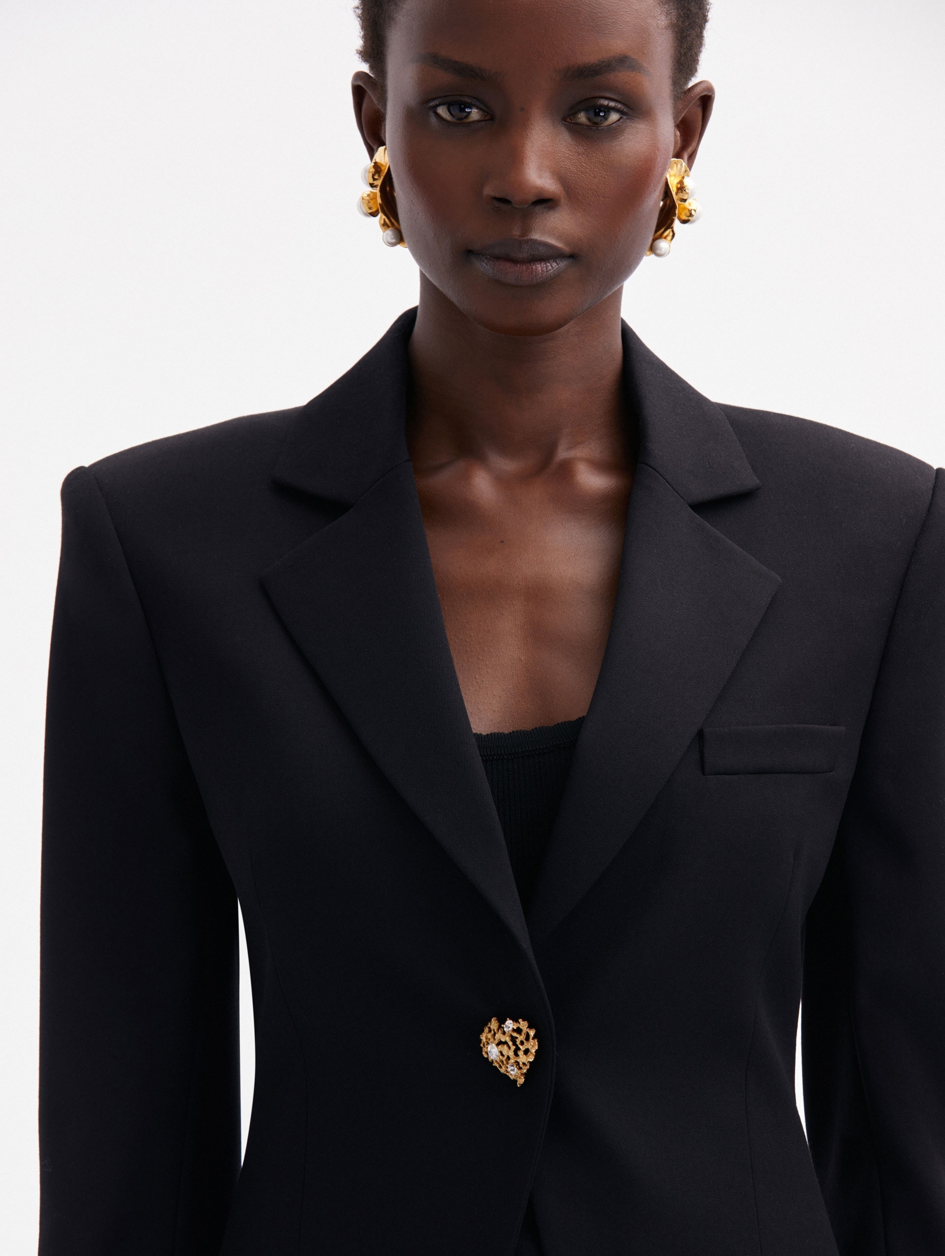 BUTTON DETAIL SINGLE-BREASTED BLAZER - 5