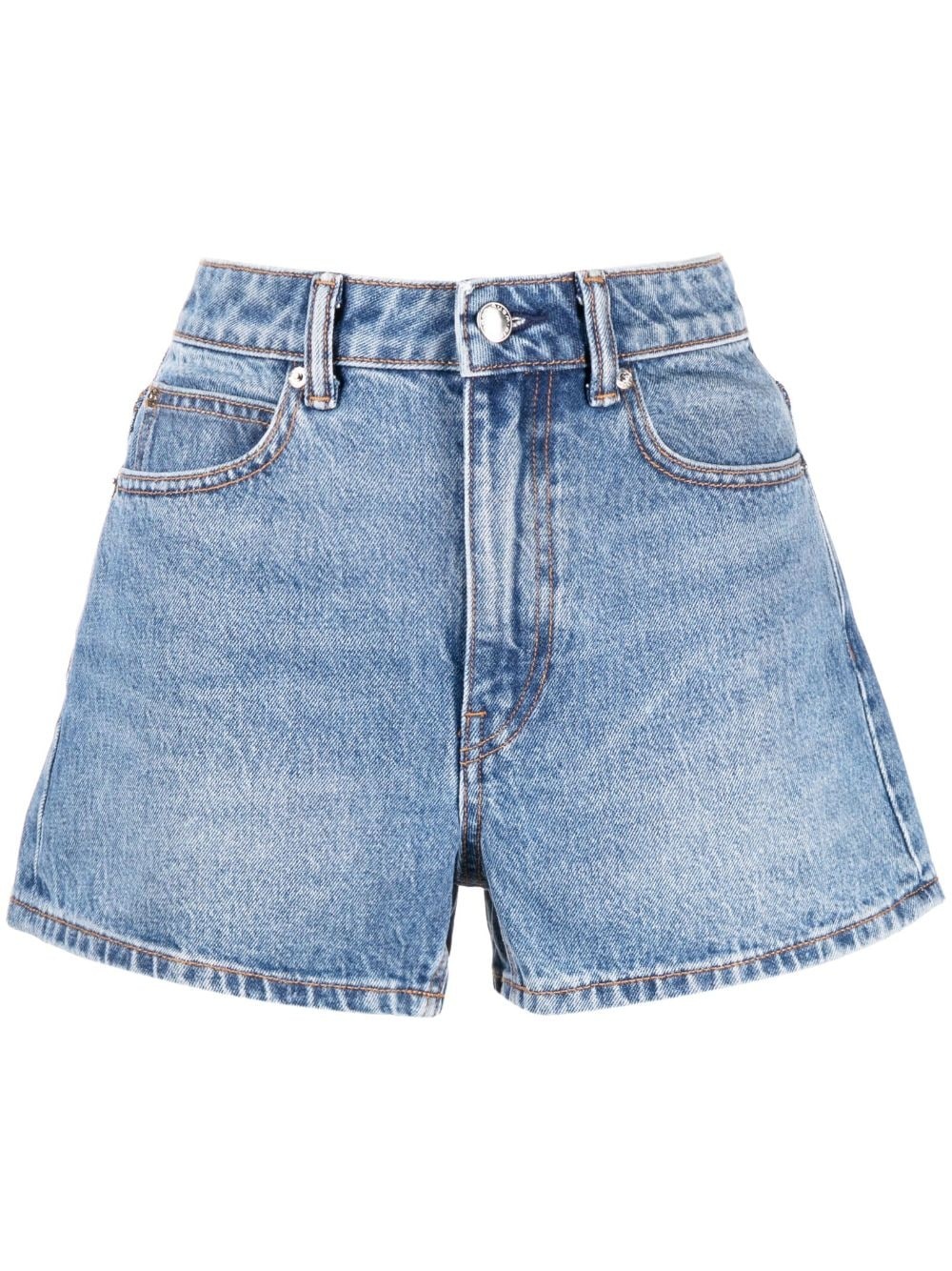 Shorty high-rise denim shorts - 1