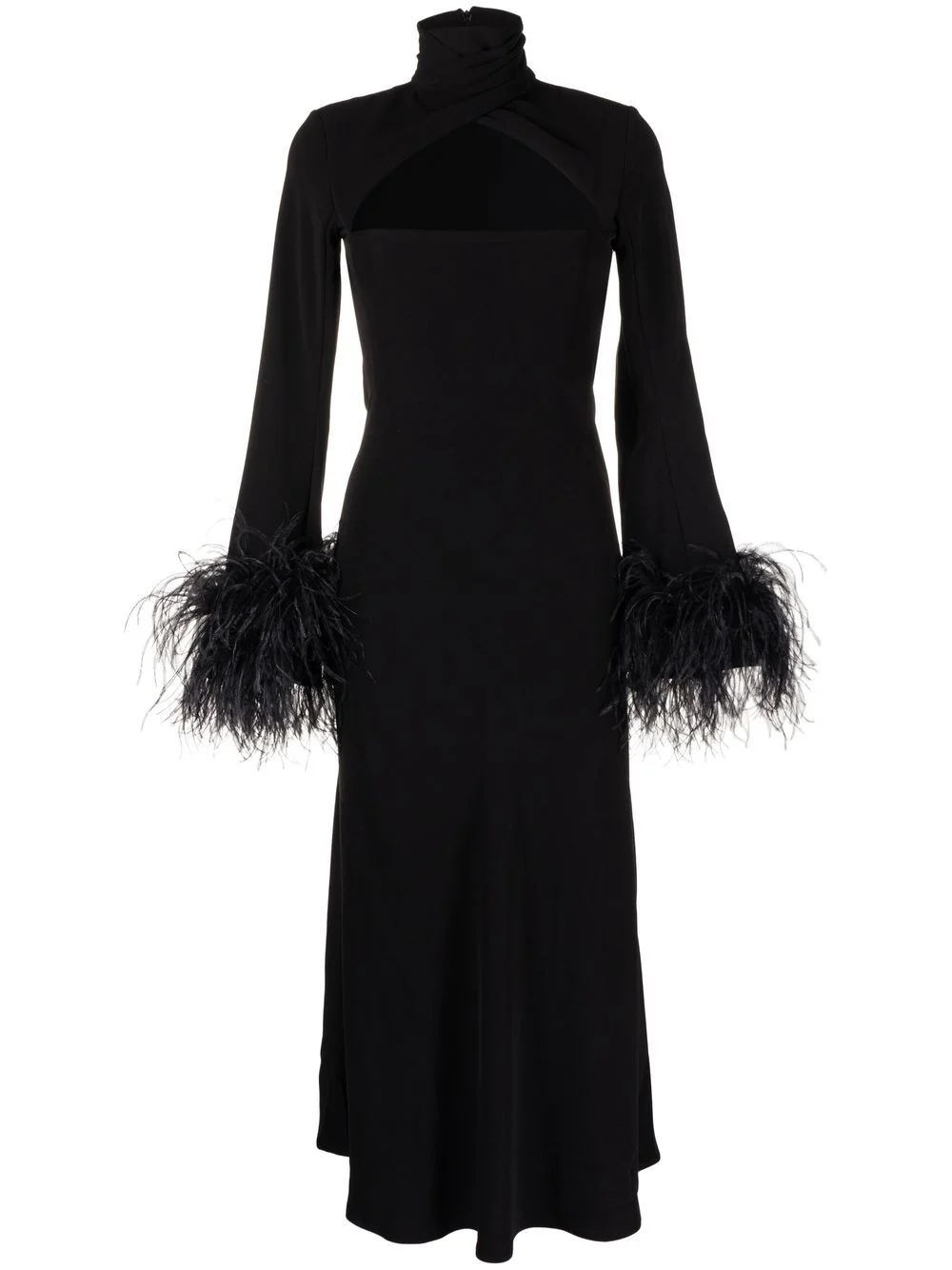 Odessa feather-trim midi dress - 1