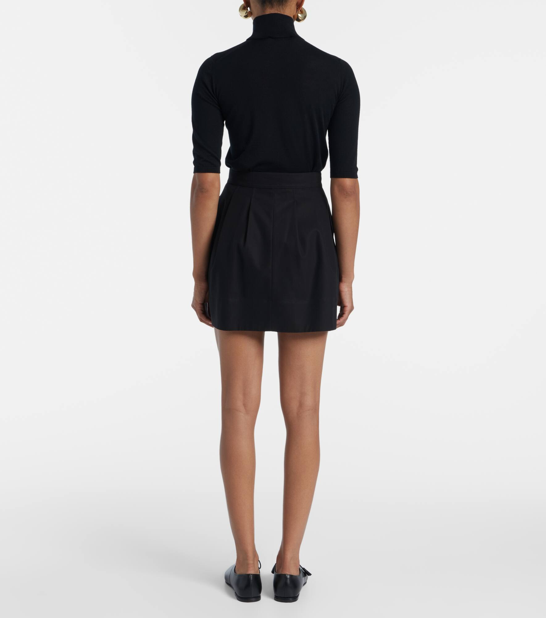 Pleated cotton twill miniskirt - 3