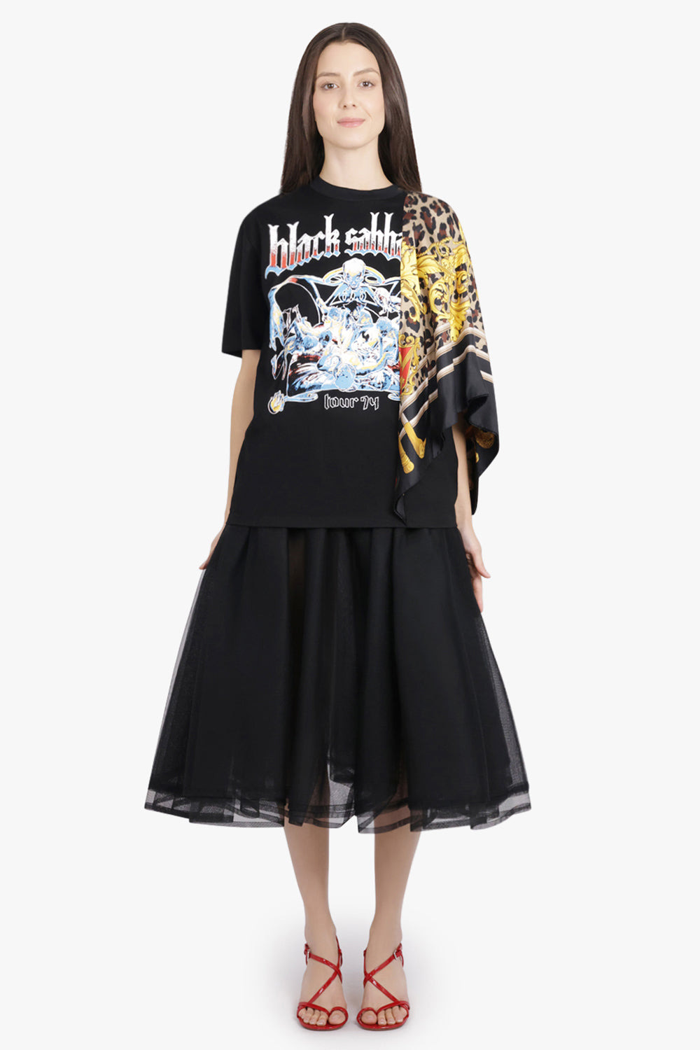 BLACK SABBATH X VERSACE SCARF PANEL S/S T-SHIRT | BLACK/MULTI - 4