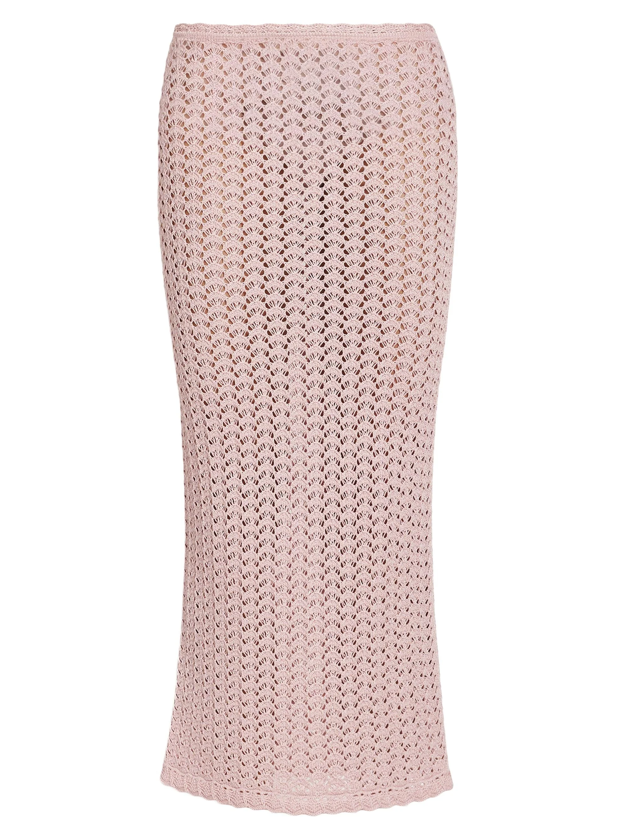 Women's Crochet Midi-Skirt - Rosa - 1