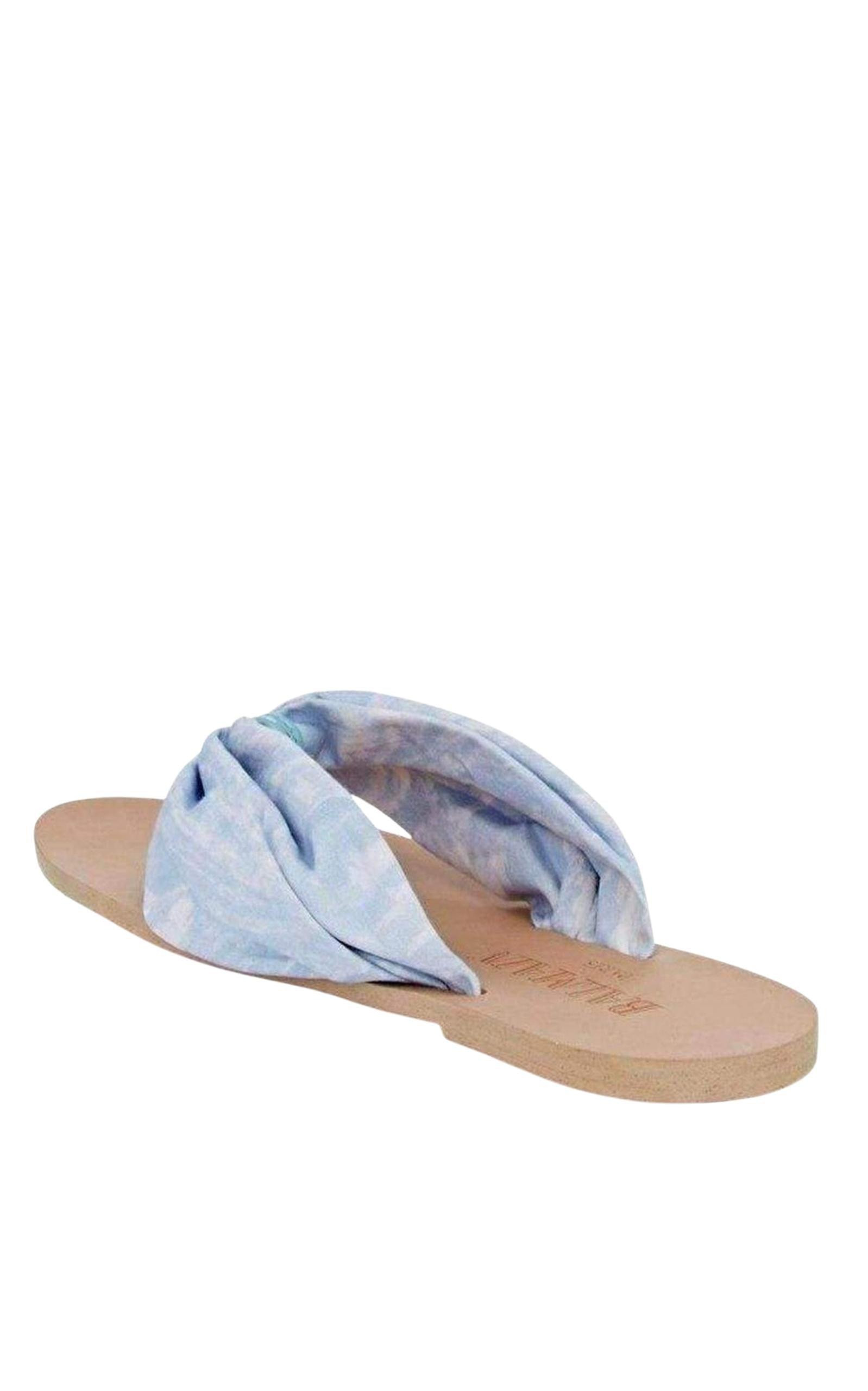 Blue Leather Thong Flats - 3