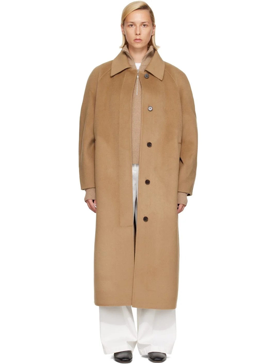 Tan Double-Faced Wool Padded Coat - 1