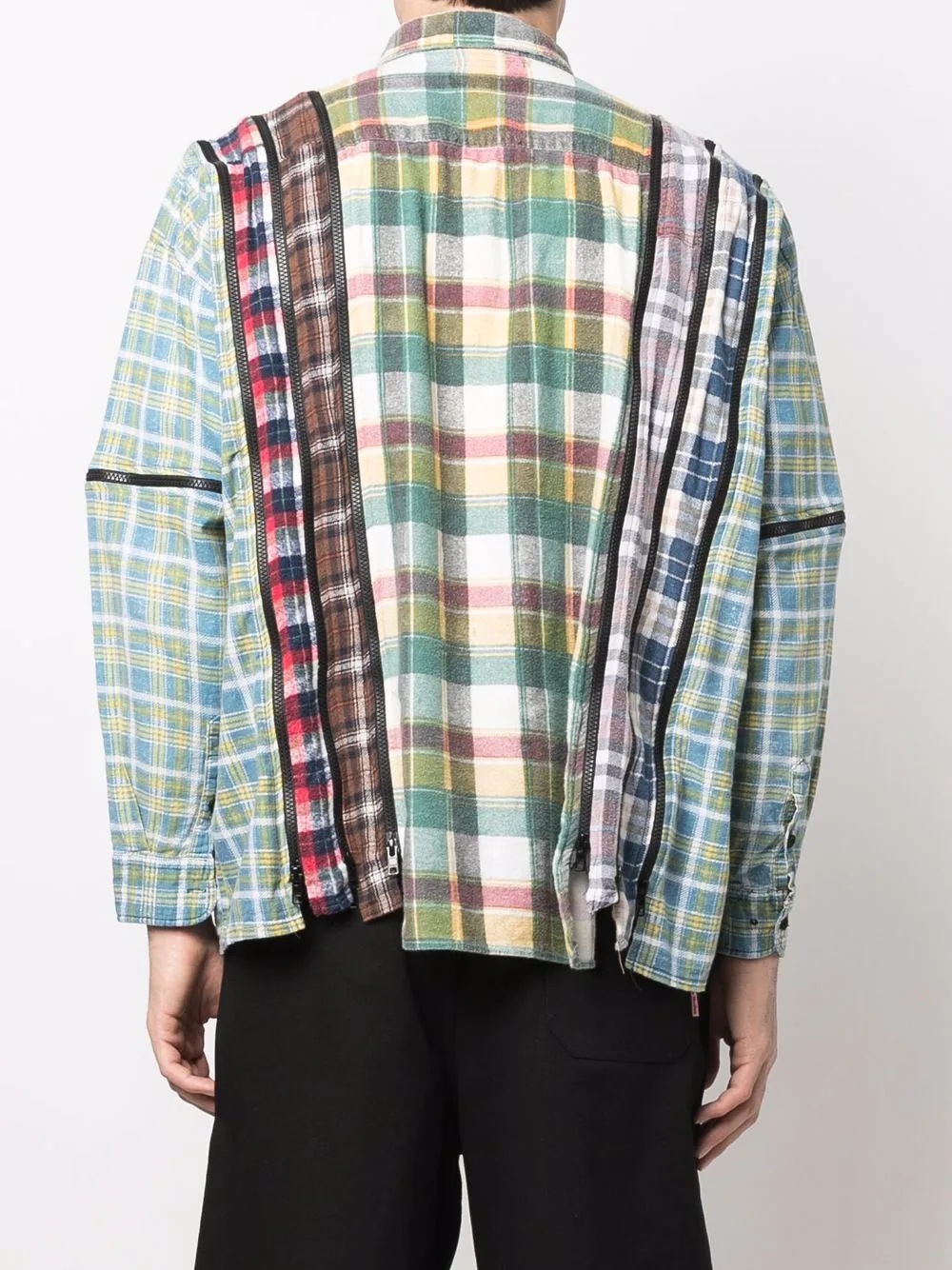 patchwork check-print shirt - 4