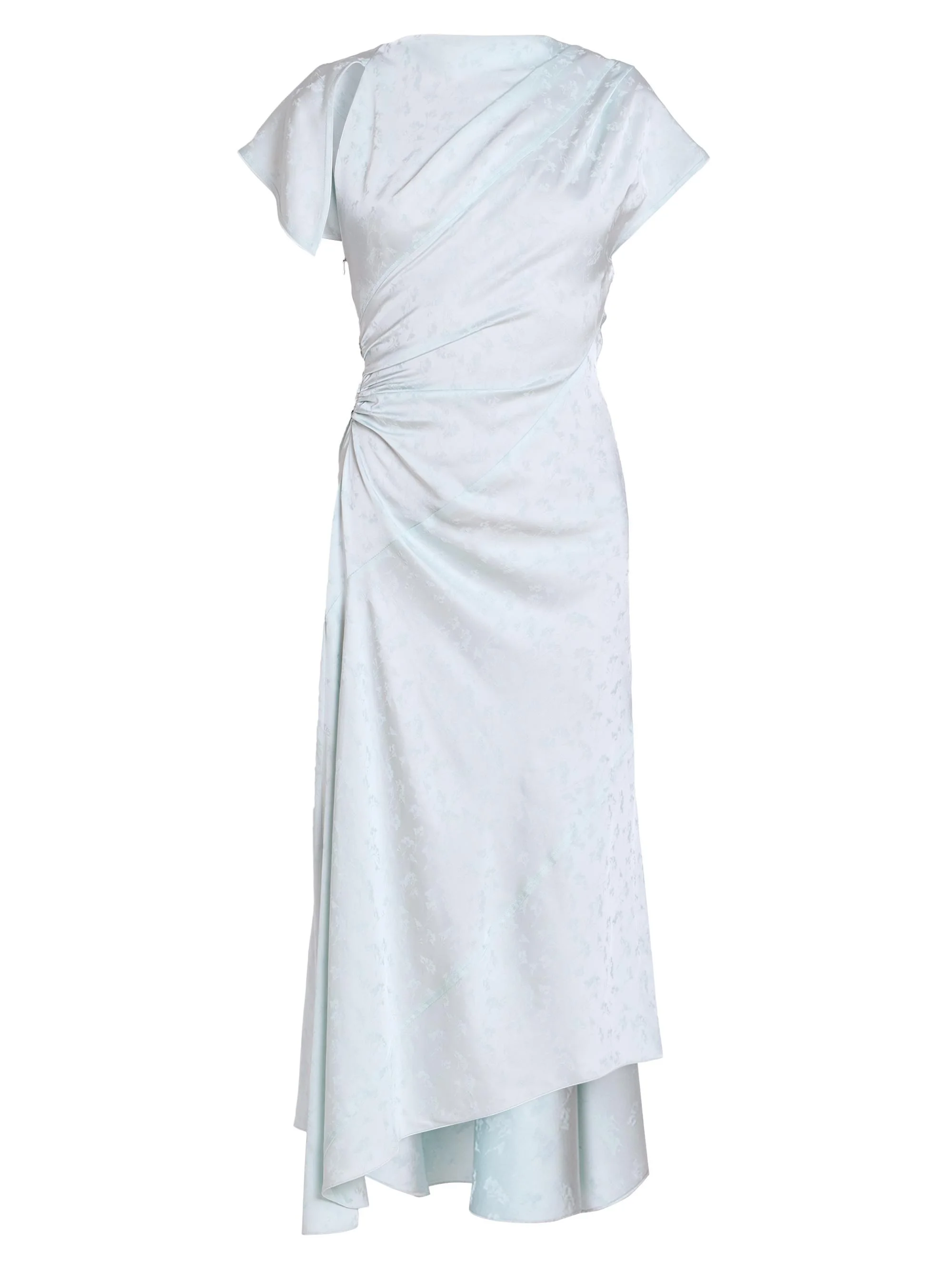 Women's Asymmetric Twist Floral Satin Midi-Dress - Aquamarine - 1