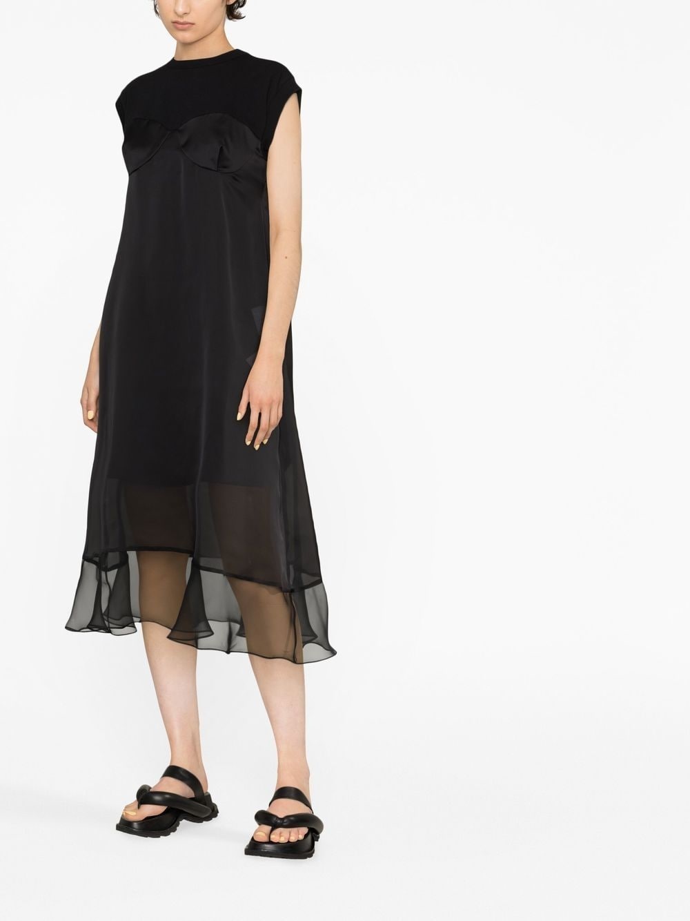 satin overlay midi dress - 7