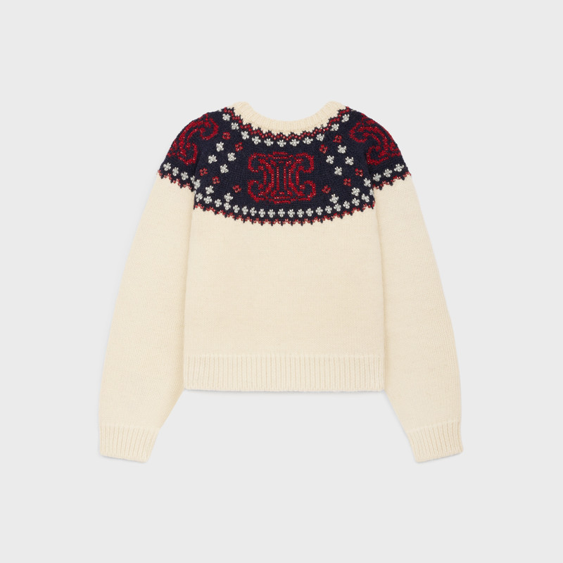 CELINE embroidered crew neck sweater in fair isle wool outlook