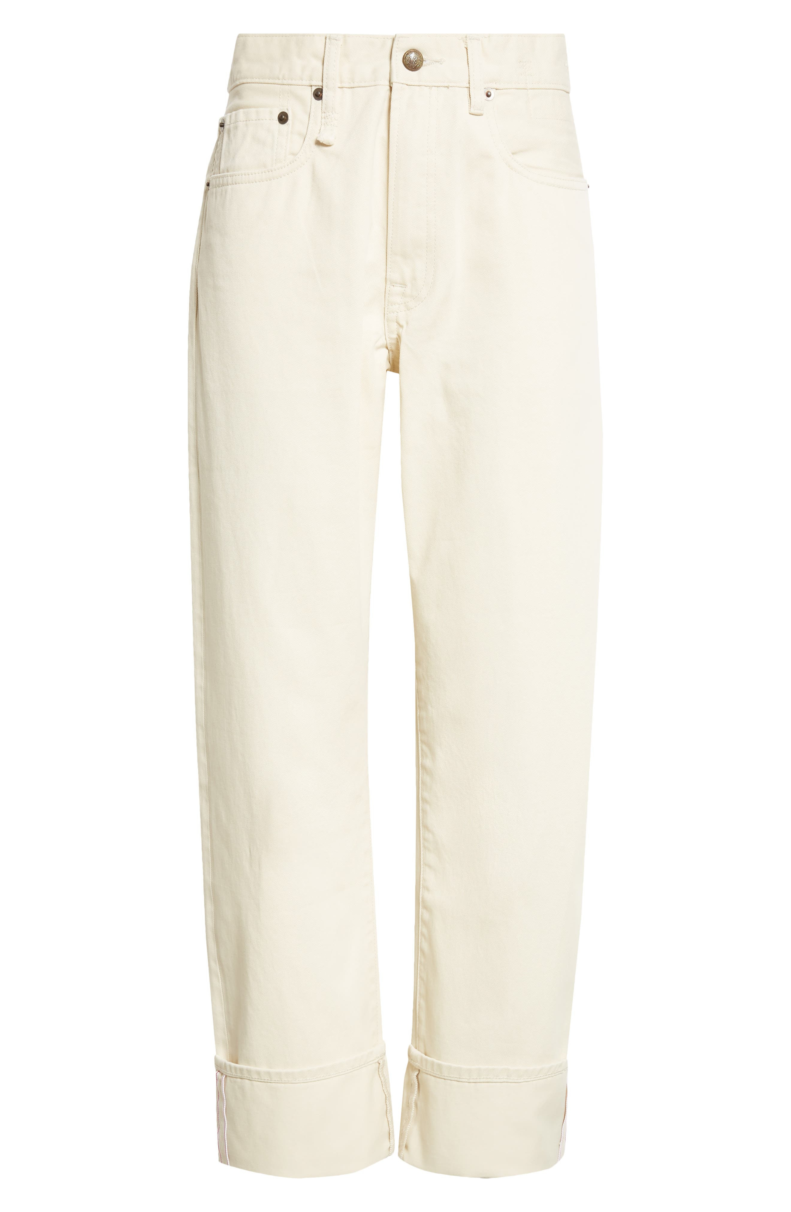R13 Cuffed X-Boyfriend Jeans in Bone White Selvedge at Nordstrom - 6