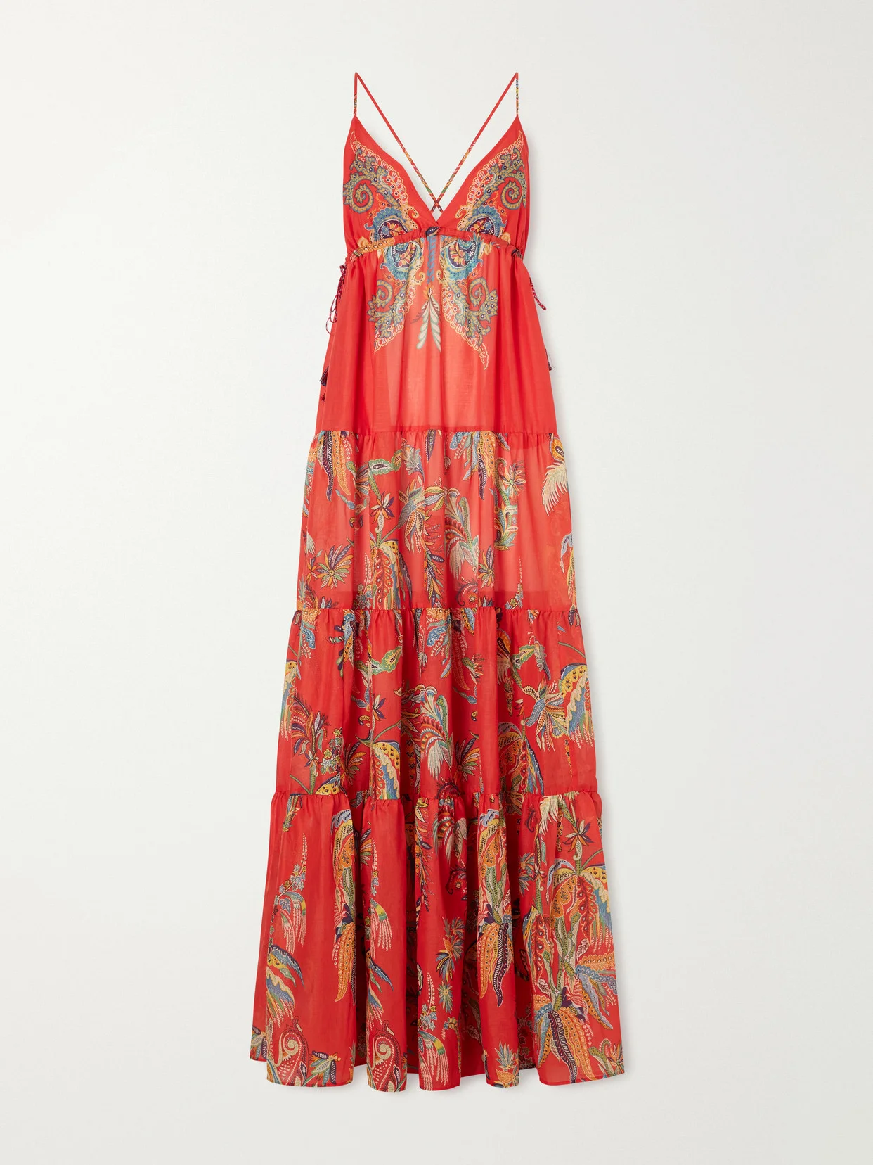 Ruffled Printed Cotton Maxi Dress - 1