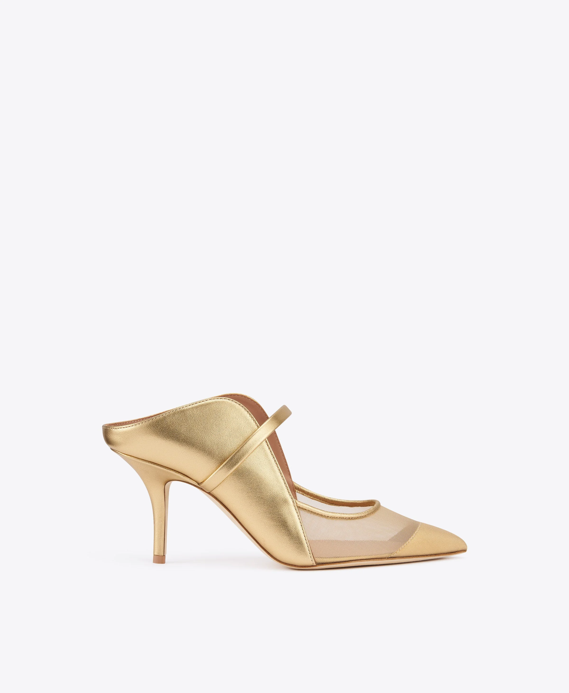 Maureen Arc 70 Gold Leather Mules - 1