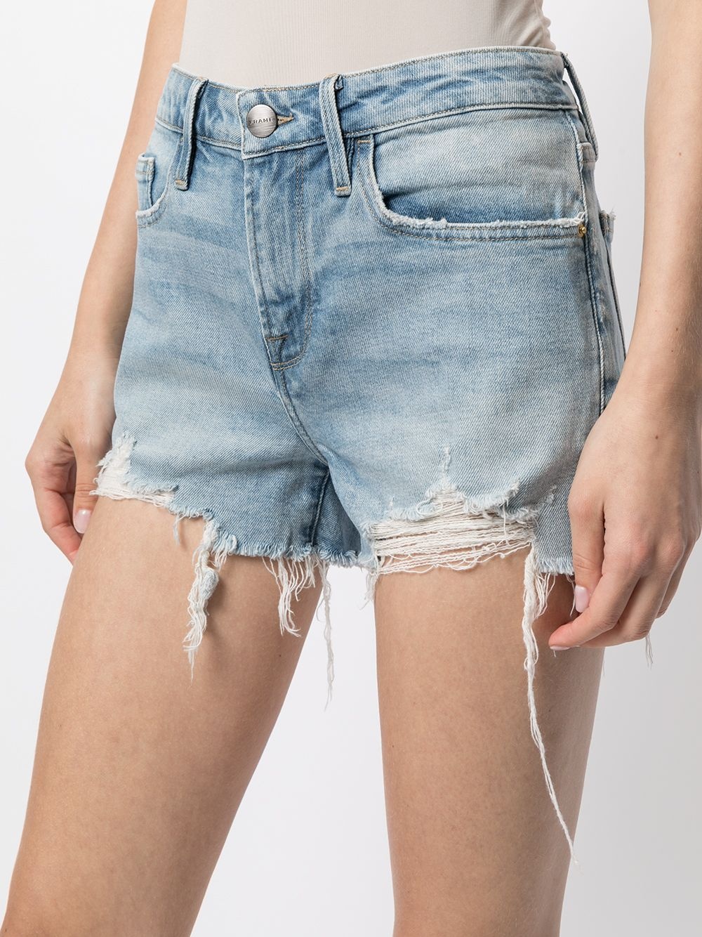 distressed denim shorts - 5