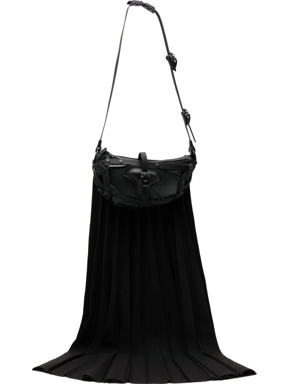 draped-detail plissé-effect shoulder bag - 1