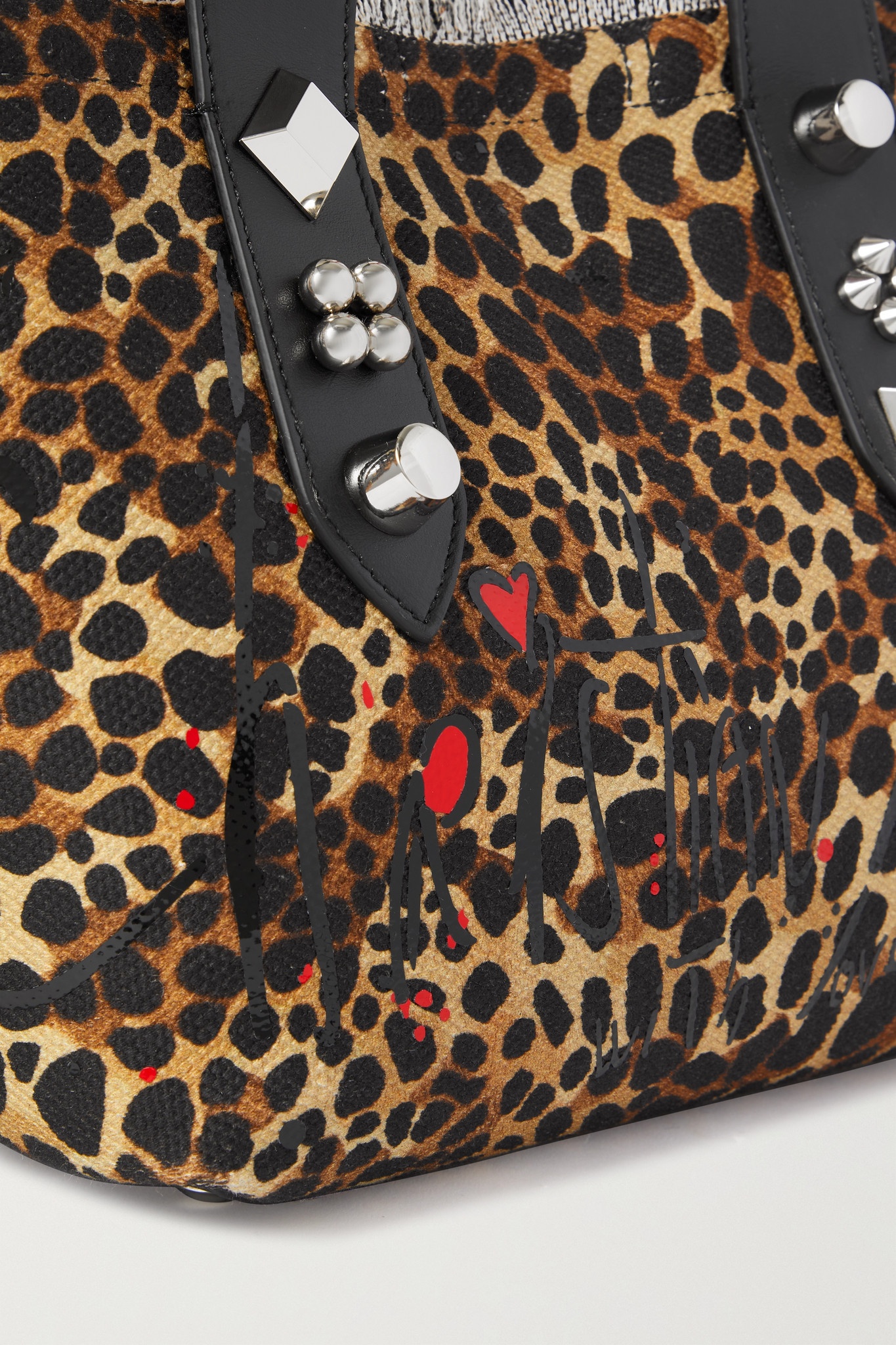 Frangibus mini fringed embellished leopard-print canvas tote - 4