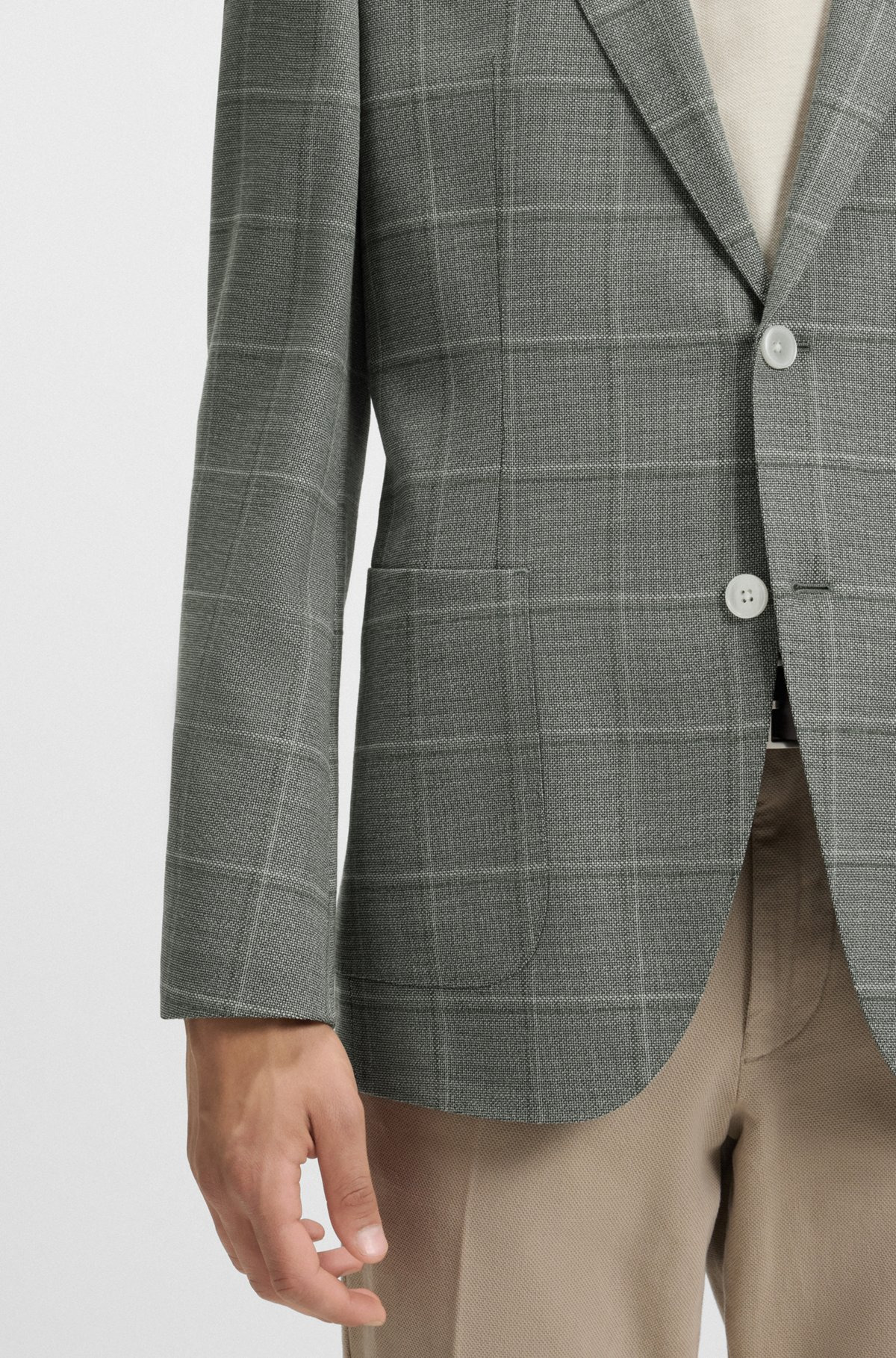 REGULAR-FIT BLAZER IN CHECKED WOOL - 6