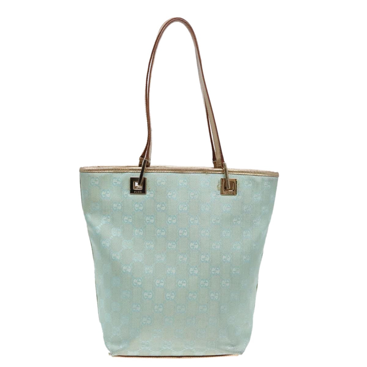 GUCCI GG Canvas Tote Bag Light Blue Gold 002 002 - 2