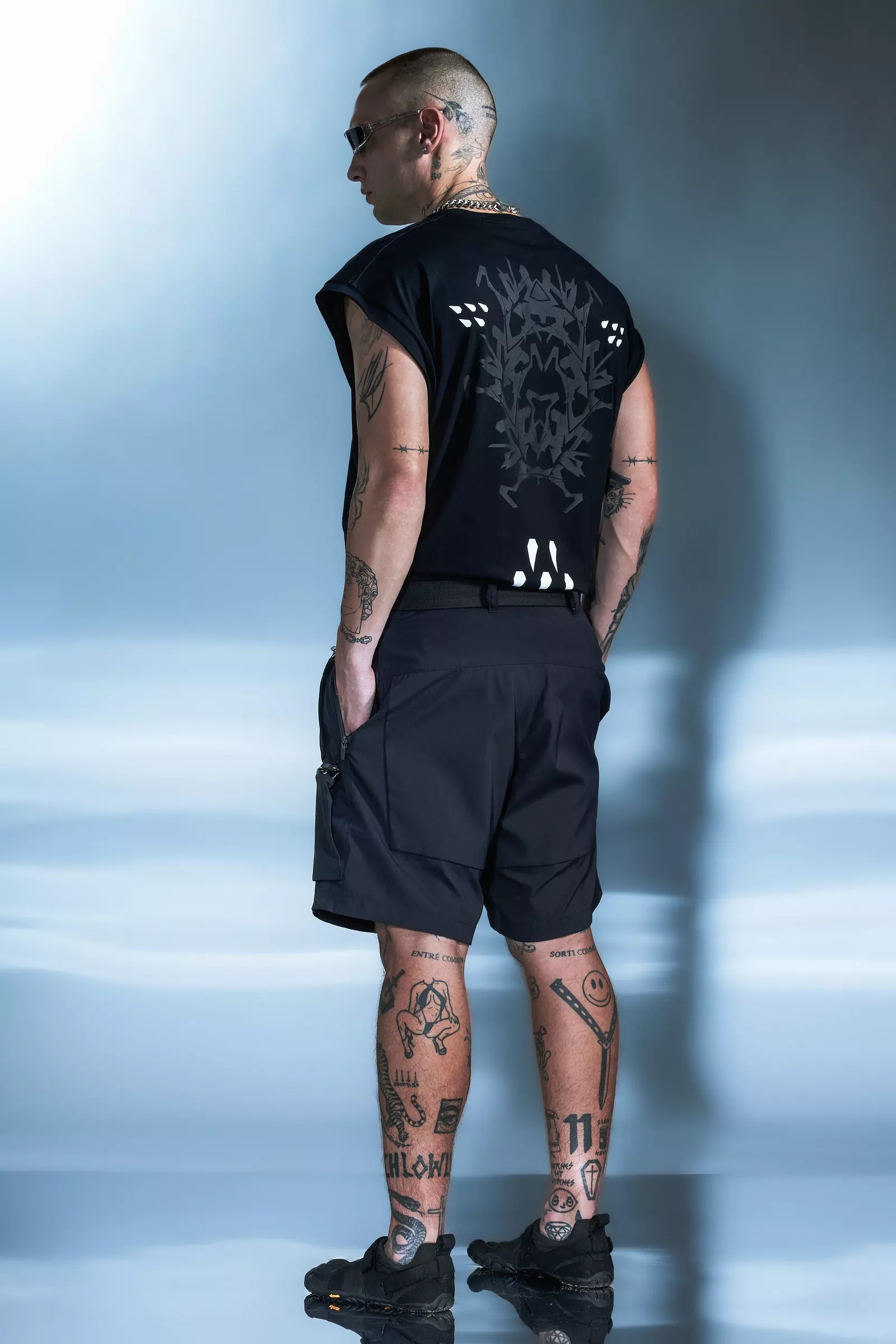 SP38-M Nylon Stretch Cargo Short Pant BLACK - 11
