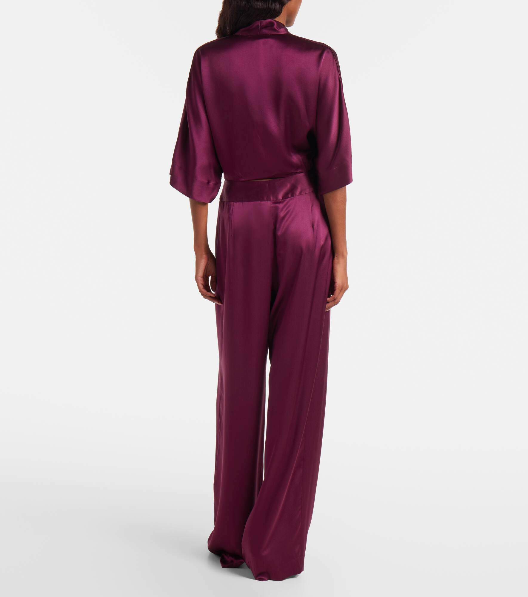 High-rise silk wide-leg pants - 3