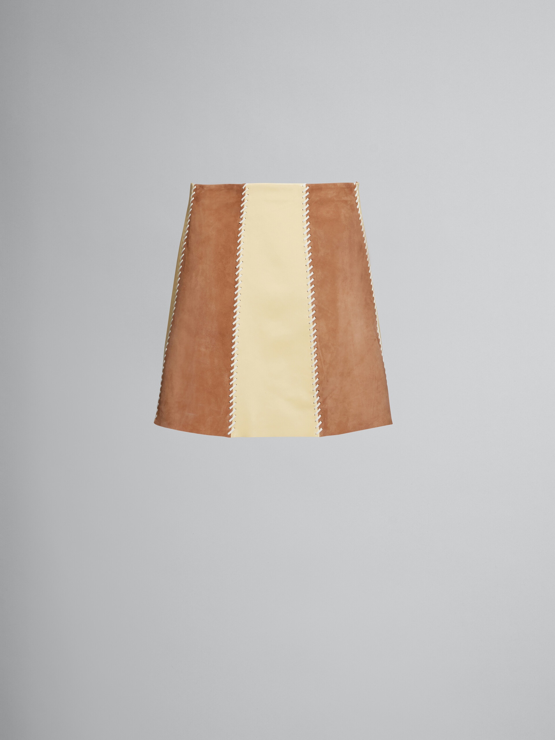 BROWN NAPPA AND SUEDE SKIRT - 1
